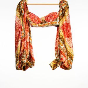 NWOT Bronx & Banco Size 4 Bedouin Flame Printed Square Neckline Crop Top